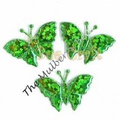 20 Butterflies butterfly Iridescent moth Tiny Green Embellishments fabric Flower