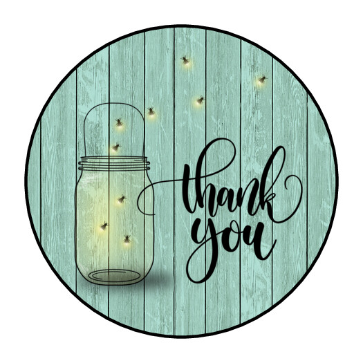 30 1.5″ THANK YOU WOOD FIREFLIES ORDER ENVELOPE SEALS LABELS STICKERS