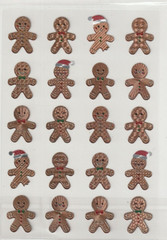 Generic Christmas Stickers 20 textured Mylar GINGERBREAD MEN! Free Shipping!
