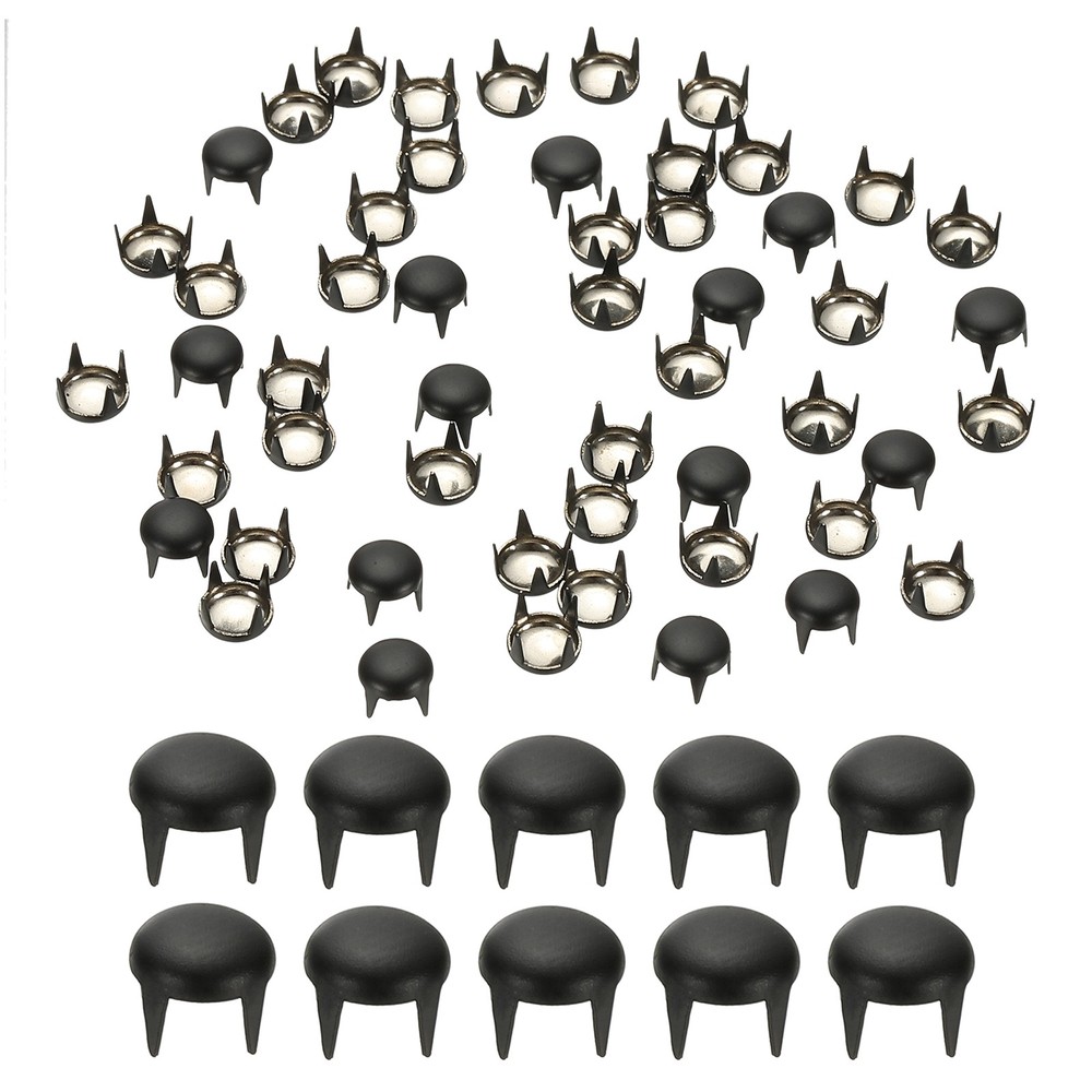 6mm Metal Studs Spots 100Pcs Round Dome Claw Beads Nailhead, Matt Black