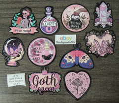 Goth – Pink & Black – Stickers – 10 PCs – 5 styles available! See Description