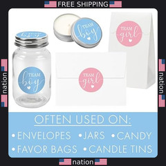 Pink or Blue Gender Reveal Stickers – 40 Count Team Boy or Girl Decorations