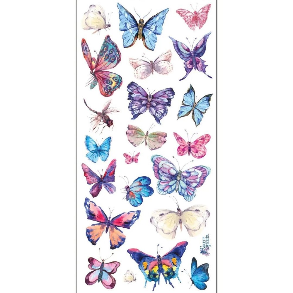Violette Stickers – Watercolor Butterfly – 1 Sticker Sheet for Scrapbooking