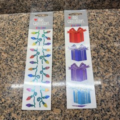 VTG Y2K Mrs. Grossman’s Holiday Lights & Gift Box Foiled Stickers Lot Of 2
