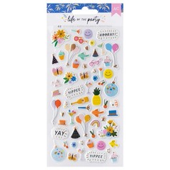 American Crafts LIFE OF THE PARTY ICONS (62) PUFFY STICKERS gold foil accents