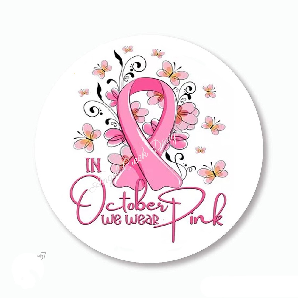 We Wear Pink Ribbon and Flowers Breast Cancer Awareness Envelope Seals Stickers