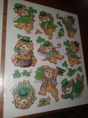 Vintage American Greetings St Patricks Day Stickers Lot of 3 sheets teddy bear
