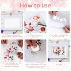 Rub on Transfers for Furniture Crafts Stickers – 6 Sheets Vintage Floral Rub on