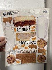 Creative Imaginations Snacks Got Milk? Deadstock Scrapbook Stickers Junk Journal