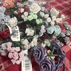 250 Mixed Sizes Open Satin Ribbon Flower Wedding bouquet DIY Scrapbook