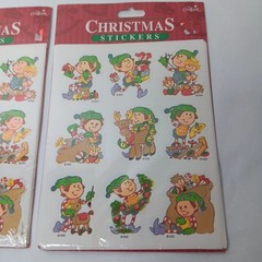 Vintage Christmas Stickers Gibson Greetings Elves Toys Holiday 2 Packs 10 Sheets