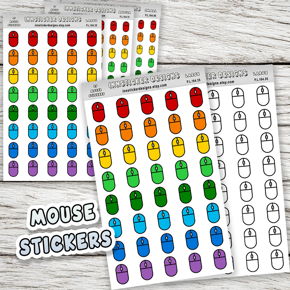 Computer Mouse Stickers, Mini Icon Reminder Planner stickers, Journals, books