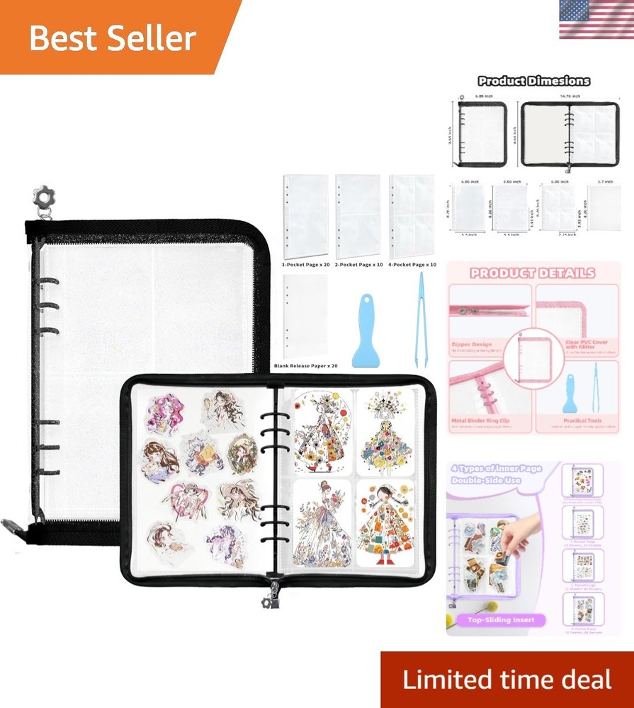 Sticker Organizer Binder Sticker Storage Organizer Reusable Sticker Book Coll…
