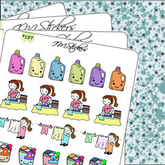 Laundry Chore Tracker Hand Drawn Planner Stickers Organizer Journal Clean Home