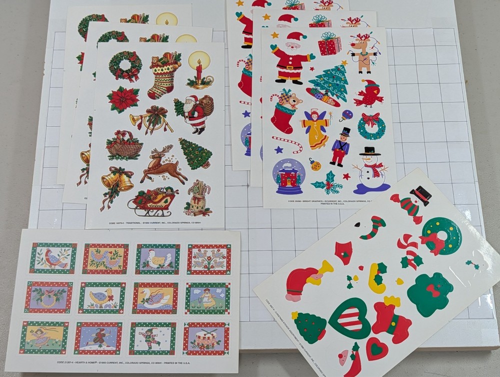 Lot Of 8 Sheets – VINTAGE Current Inc Stickers Christmas Theme