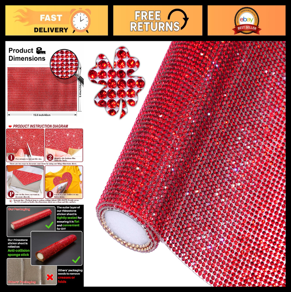 DIY Rhinestone Car Decoration Stickers – Self-Adhesive Glitter Gem Sheet, 19440