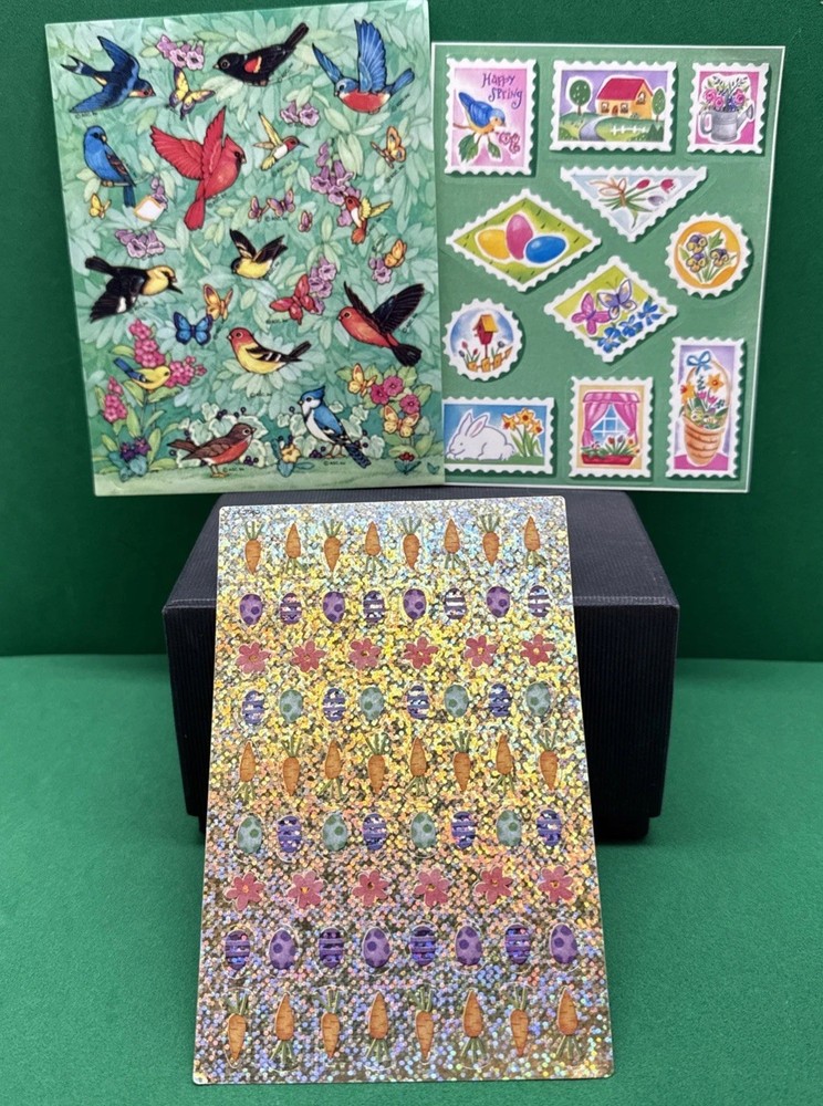 VINTAGE Eureka/HAPPY SPRING STICKERS/American Greetings Birds/ Unknown Foil Egg