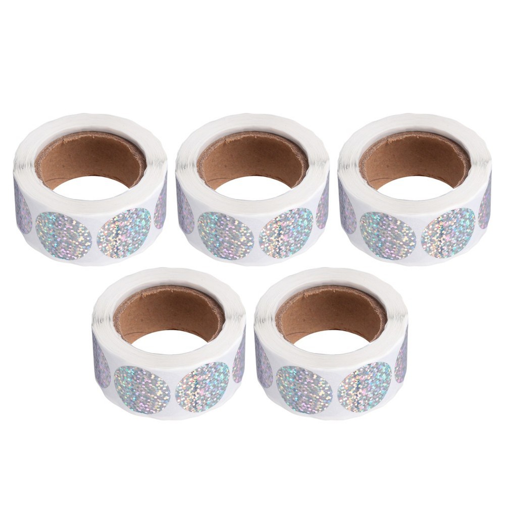 5 Rolls Holographic Stickers Round Double-sided Handmade Circular