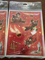 Vintage Harry Potter Quidditch Stickers 2004 Red Foil Metallic Hallmark Lot of 2