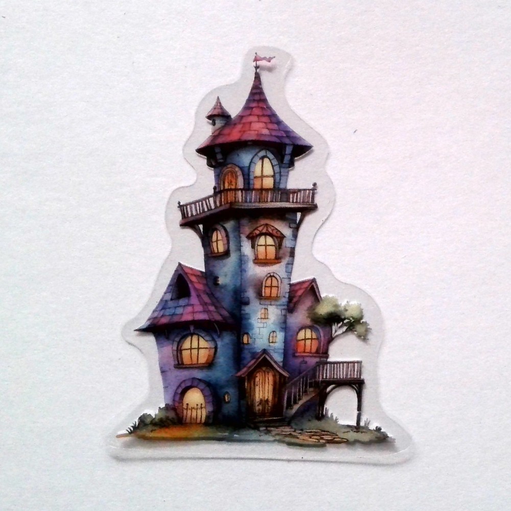 Fairy Tale Castle House Clear Vinyl Decal Sticker Water Resistant Laptop Gift
