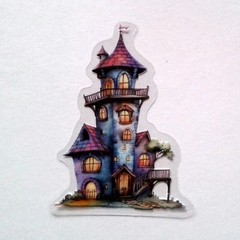Fairy Tale Castle House Clear Vinyl Decal Sticker Water Resistant Laptop Gift