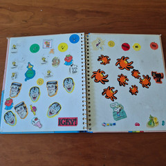Vintage 1980s Sticker Album Book Puffy Hello Kitty Snoopy Apple Garbage Pail