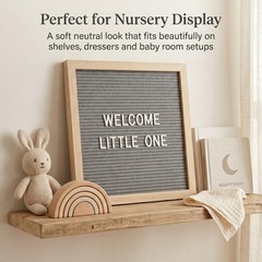 C CRYSTAL LEMON Gray Felt Letter Board 10×10 Inch, 336 Pre-Cut Grey,