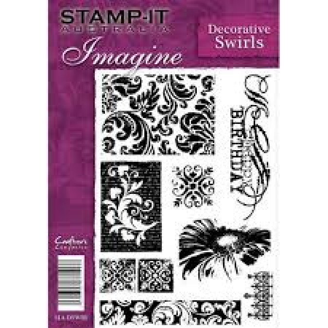 Crafters Companion Red Rubber Stamp It Australia Stamps DECORATIVE SWIRLS