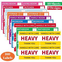 160 Pcs 6 x 4 inch Moving Labels for Boxes, Large 7 Color Coded Moving Sticke…