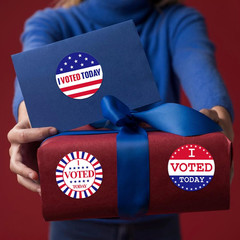 500PCS I Voted Today Stickers 1.5Inch round Patriotic Stickers Circle Red White