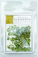 American Crafts Elements Medium Premium Glitter Brads Leaf Discontinued