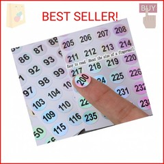 Mini Skater 20 Sheets 1 to 300 Consecutive Laser Number Stickers Round Self Adhe