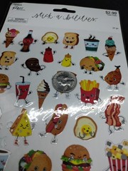 The paper studio stick a bilities Food foil stickers 27pc Foodie Happy Snacks