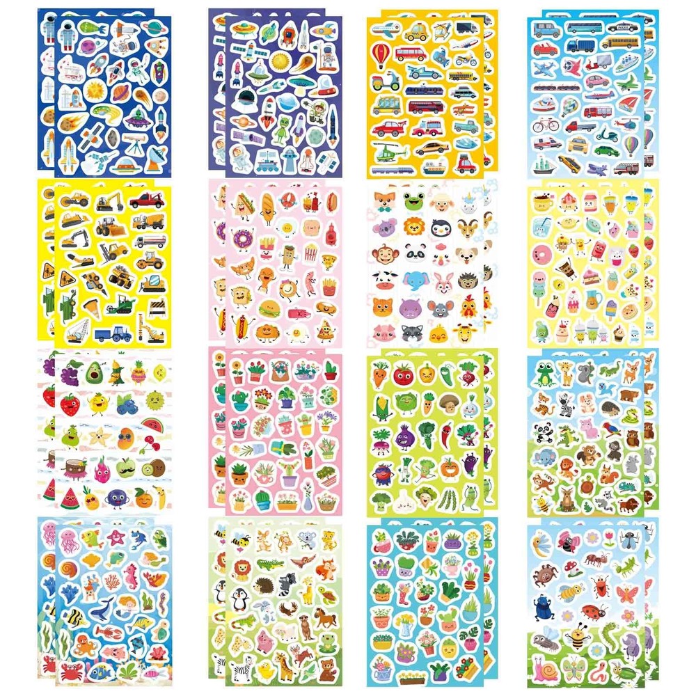 Stickers for Kids 16 Different Theme with Sea, Animal, Food, Dessert,Space,Fruit