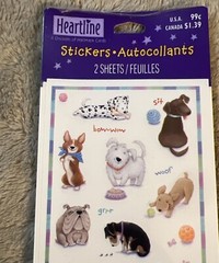 Vintage Heartline Hallmark Puppy Dog Stickers Party Favors Made In USA New