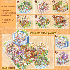 4-Pack Mini DIY 3D Sticker Scenes Book, 32 Sets Miniature Sticker Scenes