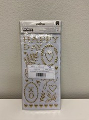 American Crafts Puffy Phrase And Accent Stickers, Recollection Gold – 3 Pack