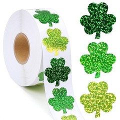 800 Pcs St. Patrick’s Day Stickers, Glitter Shamrock Roll, Multicolor, Vinyl, W