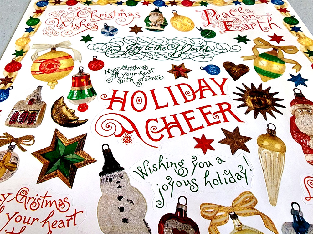 Vintage 1996 John Grossman Christmas Stickers Holiday Cheer Rare 8×10 Glossy NOS