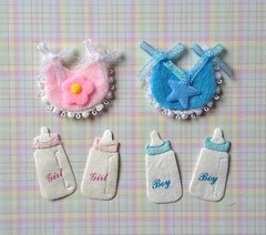 6 bib bibs Bottle bottles Paper Fabric Baby boy Girl babies miniature Scrapbooks