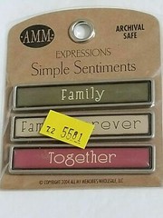 NEW Lot 5 All My Memories Simple Sentiments Metal Words Baby Family Birthday -D