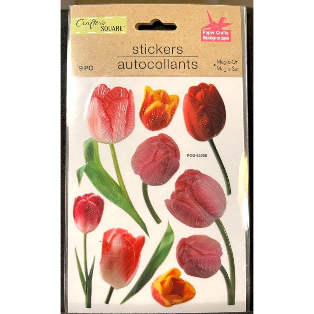 Crafters Square Tulips, «Magic On» Permanent Stickers. Pink, See desc.