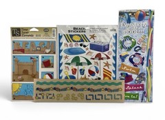Lot of 4 X-Large Scrapbooking Stickers Beach Ocean Pool Water Summer Sun Sand