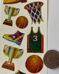 PRISMATIC BASKETBALL Stickers (18pc)2.5″x 10″ Sparkle•Sport•Jersey￼•Trophy•Ball