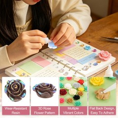 20mm Resin Rose Flatback Charms, 40 Pcs Cabochon Embellishment, Shiny Dark Brown