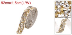 3/5 Inch x 1 Yard Crystal Rhinestone Sticker Ribbon Silver Yellow