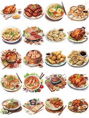 Asian Cuisine Food Chefs Stickers Stationery Journal Scrapbooking Craft