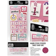 Me & My Big Ideas mambiSTICKS Sweet Baby Girl Monthly Milestone Sticker Sheet