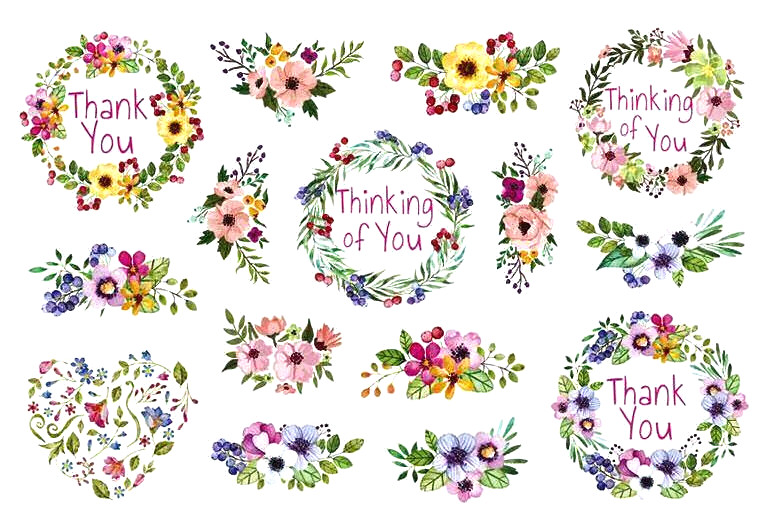 SWEET FLORAL SAYINGS STICKERS USA MADE #29 Thinking of You Thank You FAST SHIP!