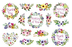 SWEET FLORAL SAYINGS STICKERS USA MADE #29 Thinking of You Thank You FAST SHIP!